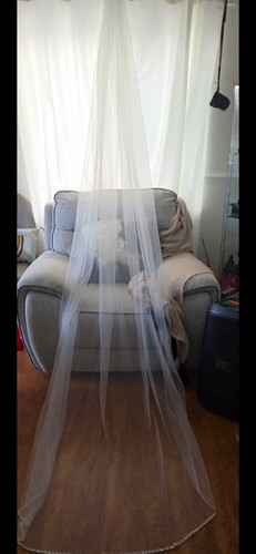 White tulle cathedral length - white,