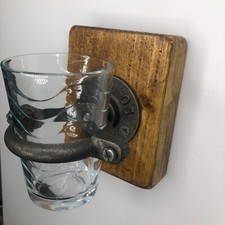 Industrial Steampunk Pipe Fitting Wall Mounted Bathroom Glass Toothbrush Holder