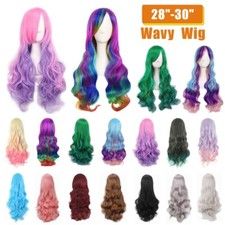 28"-30" Ladies Ombre/Purity Long Curly Wigs Women Natural Wavy Hairs Cosplay Wig