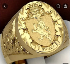 Mens 14K Gold Plated Lion Ring