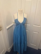 Blue Halter Neck Maxi Dress