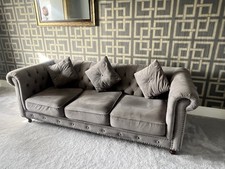Grey chesterfield Sofa And Arm Chair