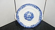 Vintage Willow Pattern Bone China Cake Plate floral edge 9.5"