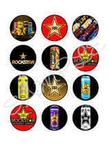 Rockstar Energy Drink Cupcake Toppers x 12 Edible Icing Sheet A4