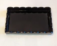 Large Decorative Tray Scalloped Black High Gloss 41 x 25cm