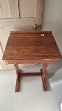 Vintage Wooden School Desk with Lift-Top Lid, Storage Compartment, and Ink Well
