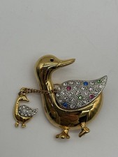 Estate Goldtone Mother Duck w