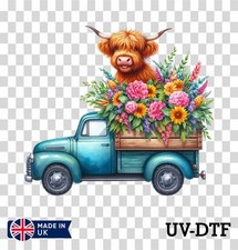 Summer Highland Cow UV DTF Sticker - Glass Laptop Tumbler Wall Cup zb661