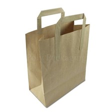 (8x4x10")Medium BROWN PAPER CARRIER BAGS with HANDLES Sandwich/Lunch/Food/Fruit