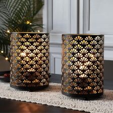 TRIROCKS Set of 2 Battery Operated Table Lamp 12cm x 16cm Metal Cordless Bronze