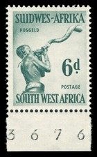 South West Africa 1954 6d WATERMARK HORNS OF SPRINGBOK variety MNH. SG 159w.