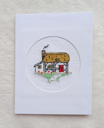 Handmade cross stitch card - cross,