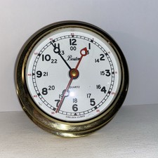 Boston 4" Brass First Mate Chelsea Clock Co Hechinger Quartz Works W Germany