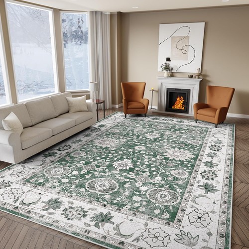 Green rugs living room - living,