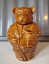 Vintage Daddy Bear Brown Ceramic Pottery Storage Jar Canister Honey Pot 