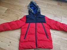 NEXT Boy Red Winter Puffer Coat Furr Hood Age 7 Years