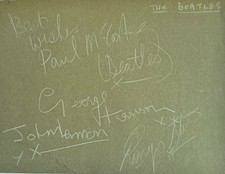 BEATLES AUTOGRAPHS FULL SET SIGNED ON 5TH FEB 1963 DONCASTER GAUMONT TRACKS LOA
