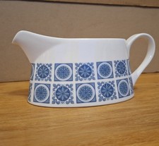 Rare 1970s Royal Tuscan Charade Design Gravy/Sauce Boat. Blue and White Design.