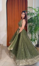 Beautiful Vichitra Silk Green