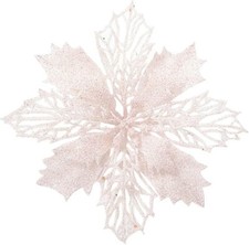 10x Glitter Poinsettia Christmas Flower Tree Hanging Party Festive Holiday Decor