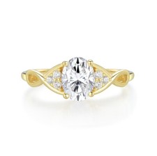 Ladies 9 Carat Gold on Sterling 925 Silver 1 Carat White Sapphire Solitaire Ring