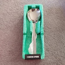 2 X Viners Studio Sheffield Serving Spoons Vintage in container 21cm vgc