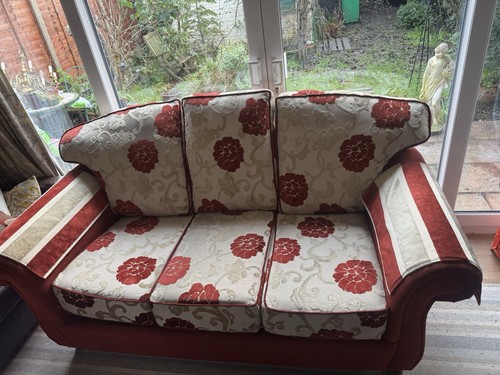 Sofa three seater - sofa, burgundy