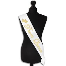 Luxury Prom Queen Sash Prom Night Graduation White and Gold