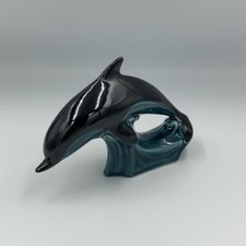 Poole Pottery Blue Black Leaping Dolphin Figurine Ornament Vintage