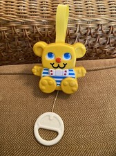 Vintage 1988 Matchbox Pull String Musical Teddy Bear Cot Toy Moving Arms (b2)