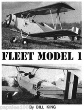 Model Airplane Plans (RC): Fleet Model 1 Scale 63"ws Biplane for .60 Engines