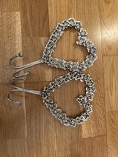 Rose love heart white metal clothes coat hooks - pair