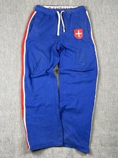 Rampant Sporting Blue Wide Leg Baggy Trackies With White And Red Stripe Size M