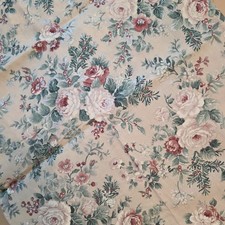 Vintage Christmas Tablecloth Oval Glistening Floral Pine Shabby Chic Cottagecore