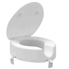 RAISED TOILET SEAT WITH LID 10CM 4" ELEVATED DISABLED AID BATHROOM LIFT SUPPORT