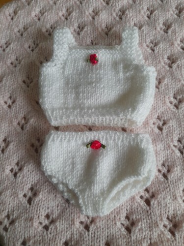 Hand knitted dolls underwear - hand,
