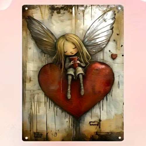 Vintage style fairy sitting - fairy, on