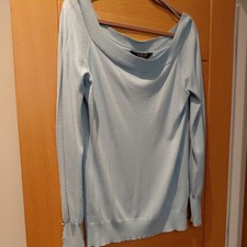 Lipsy London Baby Blue Off Shoulder Relax Fit Jumper Size UK16