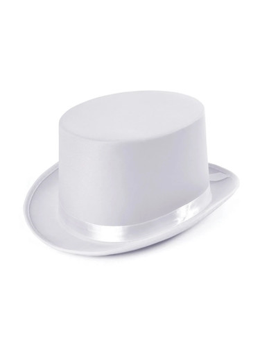 White satin look top hat - white,