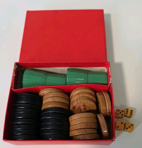 Vintage backgammon set men - vintage,