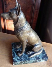 Large Quality Antique Bronze Alsatian German Shepherd Dog Figure Sculpture