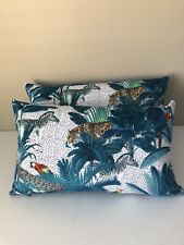 2 Handmade Cushions In Jungle, Botanical Velvet Fabric