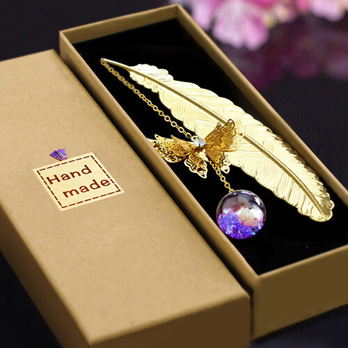 Bookmark feather metal - feather,