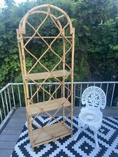 Mid Century Bamboo Rattan Shelves Bookcase 2M Tall!! Arch 1960s 1970s Vintage