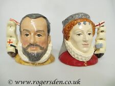 Royal Doulton  Small Character Jugs King Phillip of Spain D6822  Queen Elizabeth