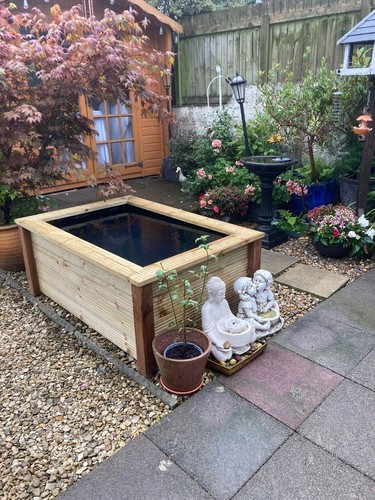 Raised garden pond seat - raised,