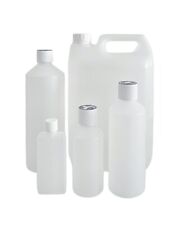 Plastic Bottles, Natural HDPE, Wadded Screw Caps  100ml, 250ml, 500ml, 1L, 5L