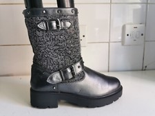 PRIMIGI DESIGNER UK 1 KIDS EU 33 GIRLS GREY LEATHER SCHOOL ANKLE/MID-CALF BOOTS