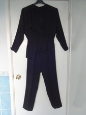 Topshop Boutique Black Peplum Ruffle Long Sleeve Spotted Jumpsuit UK8 EU36 US4