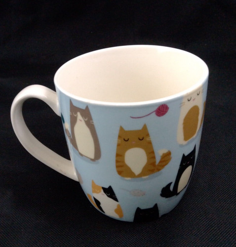 Cat moggies mug blue - cat,